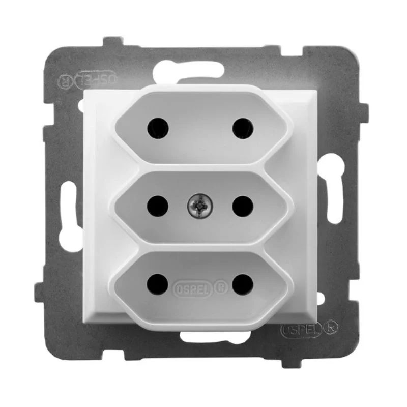 Socket Euro triple 2P+E White - OSPEL Aria GP-3U/m/00