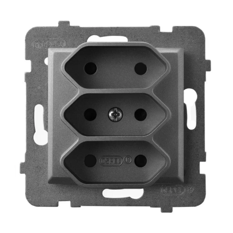 OSPEL Контакт Euro троен 2P+E Сив мат - OSPEL Aria GP-3U/m/70