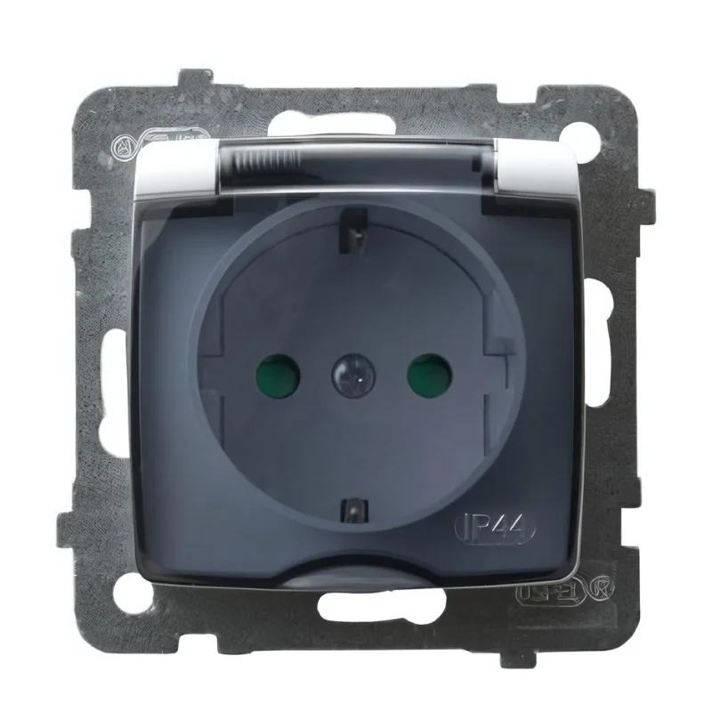 OSPEL Schuko socket 16A children's protection IP44 White - OSPEL Karo GPH-1SSP/m/00/d