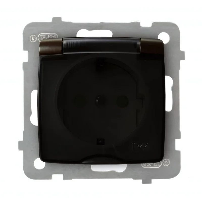 OSPEL Контакт Шуко 16А детска защита IP44 Шоколад - OSPEL Karo GPH-1SSP/m/40/d