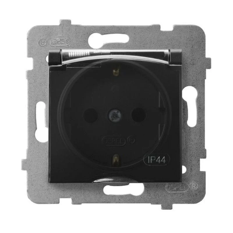 Контакт шуко 2P+E IP44 Черен - OSPEL Aria GPH-1US/m/33/d