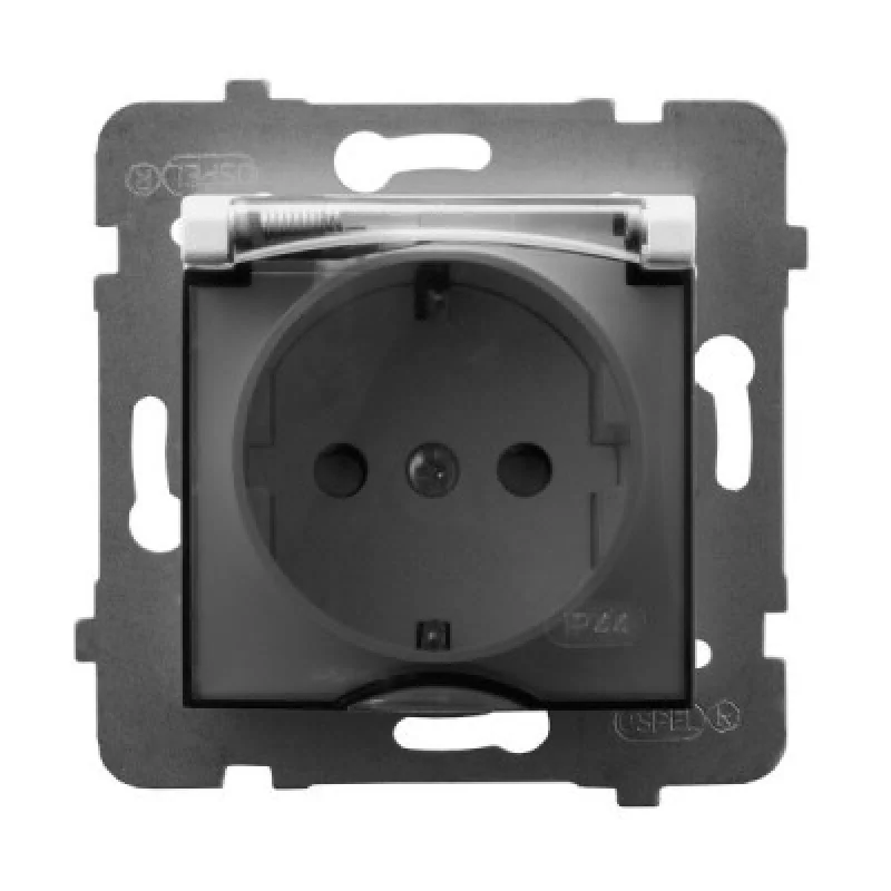 OSPEL Контакт шуко 2P+E IP44 Сив мат - OSPEL Aria GPH-1US/m/70/d