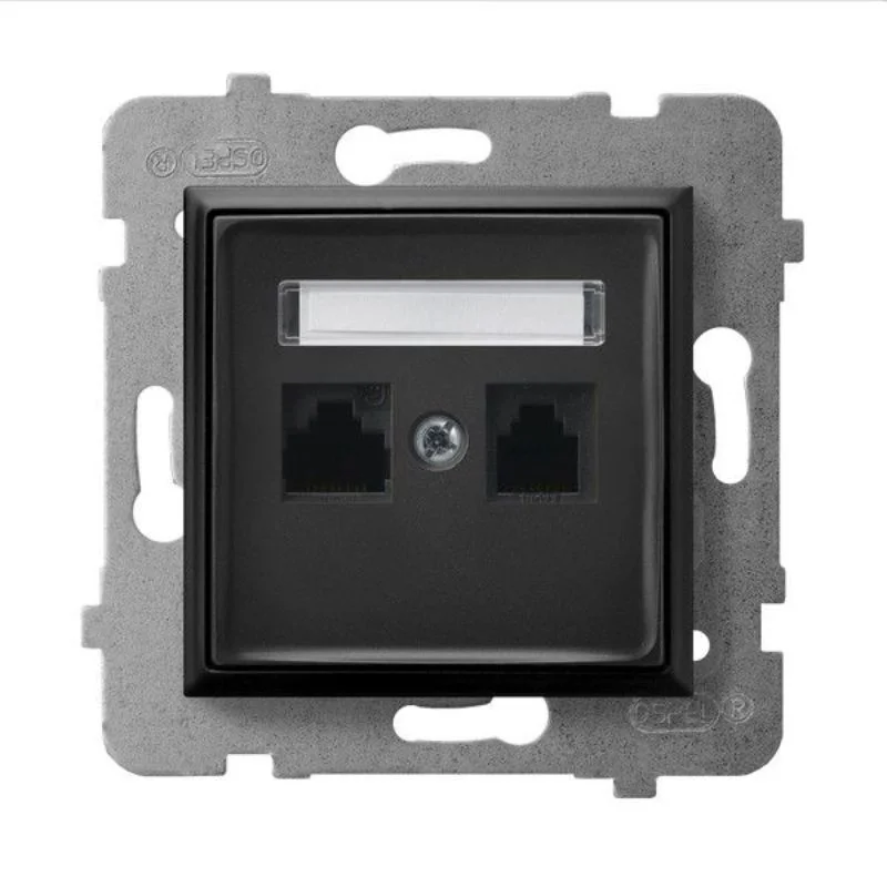 Розетка 2xRJ45 Cat. 5e UTP Черен - OSPEL Aria GPK-2U/K/m/33