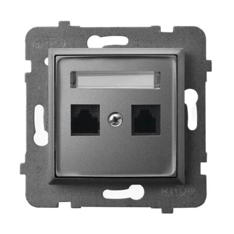 Outlet 2xRJ45 Cat. 5e UTP Grey matt - OSPEL Aria GPK-2U/K/m/70