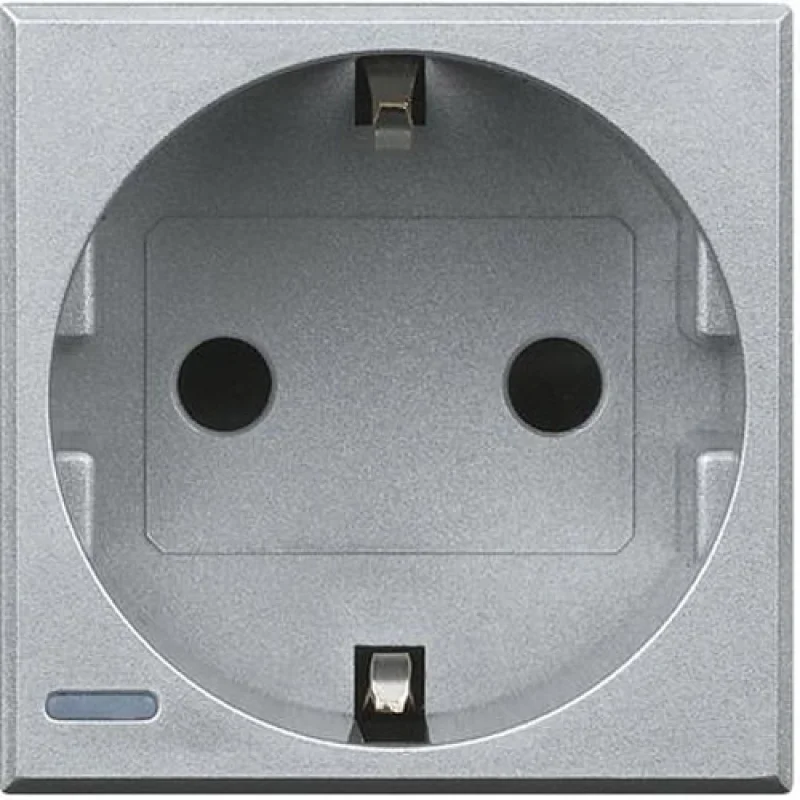 Schuko socket 2P+E 2M Aluminium - bticino Axolute HC4141