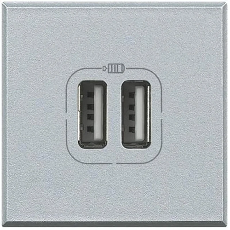 bticino Контакт 2xUSB 1500mA 2М Алуминий - bticino Axolute HC4285C2