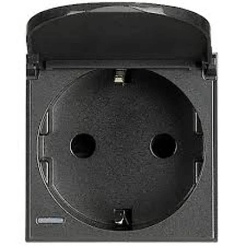 bticino Schuko socket 2P+E with cover 2M Anthracite - bticino Axolute HS4141PW