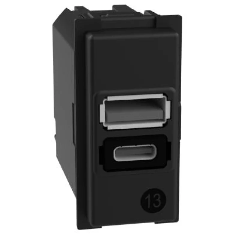 bticino Розетка 2x USB тип A+C 15W 5V 1M - bticino Living Now K4191AC