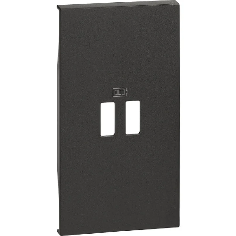 Face plate for Outlet 2xUSB 2M Black - bticino Living Now KG12C