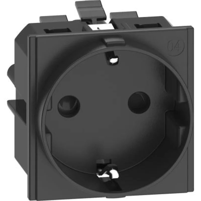 bticino Schuko socket 2P+E 16A with automatic terminals 2M Black - bticino Living Now KG4141A
