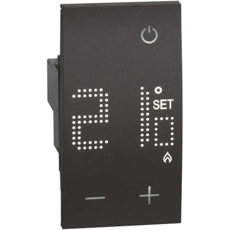 Стаен термостат с 1NO контакт 230V 5(2)А 2M Черен - bticino Living Now KG4441