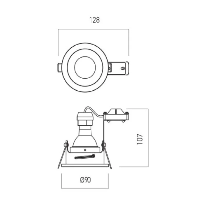 Xkone Round KN03IPSBK – Arelux луна за вграждане в черен мат, 1X10W, IP65