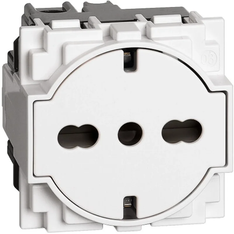bticino Schuko socket/Italian standard flat 2P+E 16A 2M White - bticino Living Now KW4140A16F