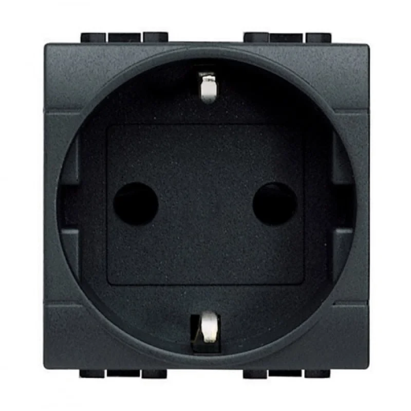Schuko socket 2P+E 2M Anthracite - bticino Livinglight L4141