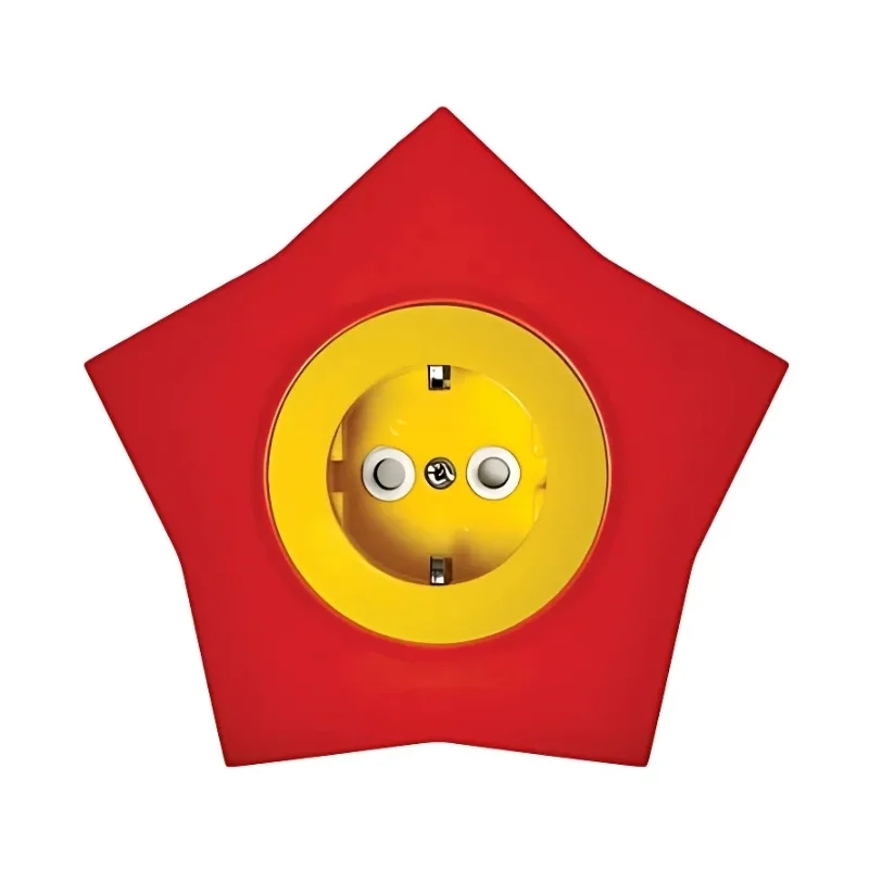 Metalka Majur Schuko socket 2P+E 16A with children's protection model Star Yellow/red, while stocks last - Metalka Majur Happy ME1641052