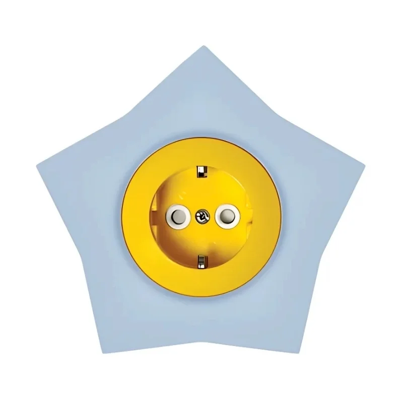Schuko socket 2P+E 16A with children's protection model Star Yellow/blue, while stocks last - Metalka Majur Happy ME1642052
