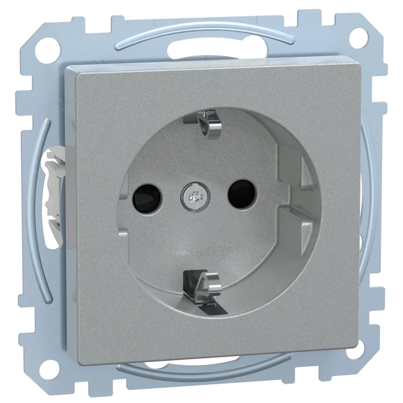 Schneider Electric Контакт шуко механизъм 16A с лицев панел Алуминий System M - Schneider Electric Merten System M MEG2300-0460
