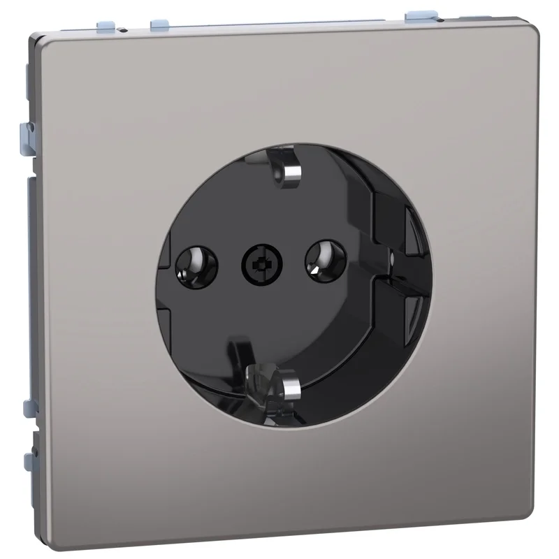 Schneider Electric Schuko socket mechanism 16A with face plate Nickel System Design - Schneider Electric Merten System Design MEG2301-6050