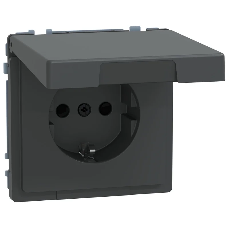 Schneider Electric Schuko socket mechanism 16A with face plate IP44 Anthracite System Design - Schneider Electric Merten System Design MEG2314-6034