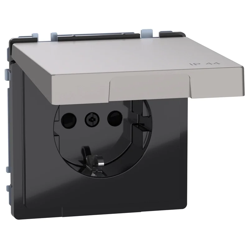 Schneider Electric Контакт шуко 16A с лицев панел IP44 Никел System Design - Schneider Electric Merten System Design MEG2314-6050