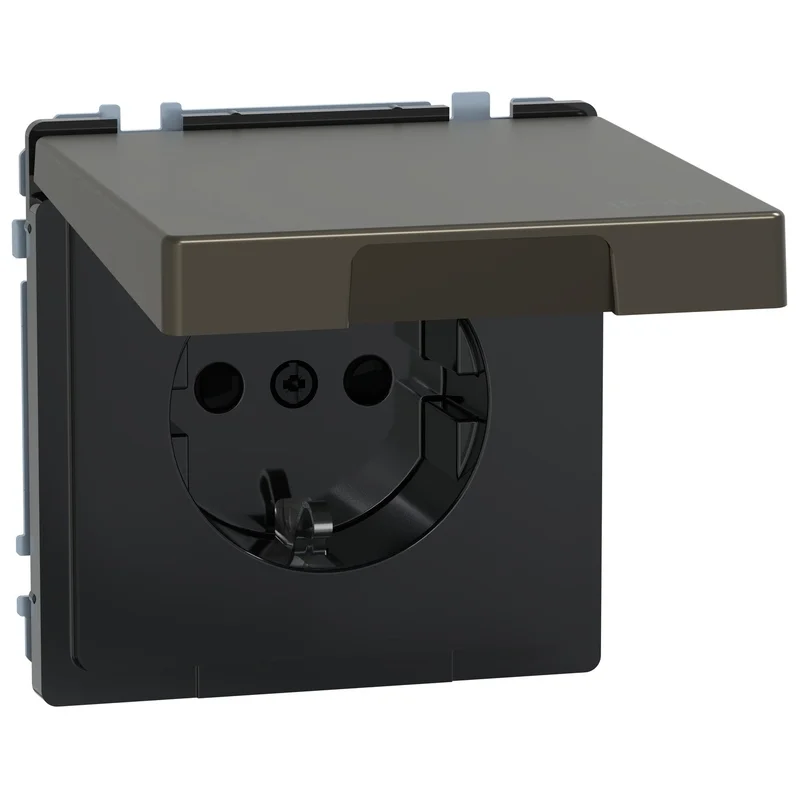 Schneider Electric Schuko socket 16A with face plate IP44 Mocha System Design - Schneider Electric Merten System Design MEG2314-6052