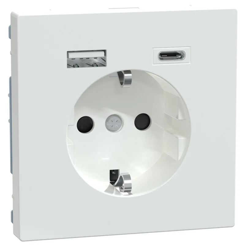 Schuko socket 16A with 2x USB A+C 3A 15W with face plate colour Lotus System Design - Schneider Electric Merten System Design MEG2367-6035