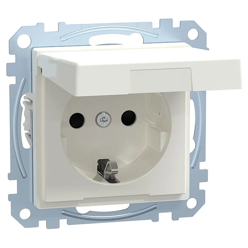 Schneider Electric Schuko socket mechanism 16A with face plate IP44 Polar white System M - Schneider Electric Merten System M MEG2414-0319