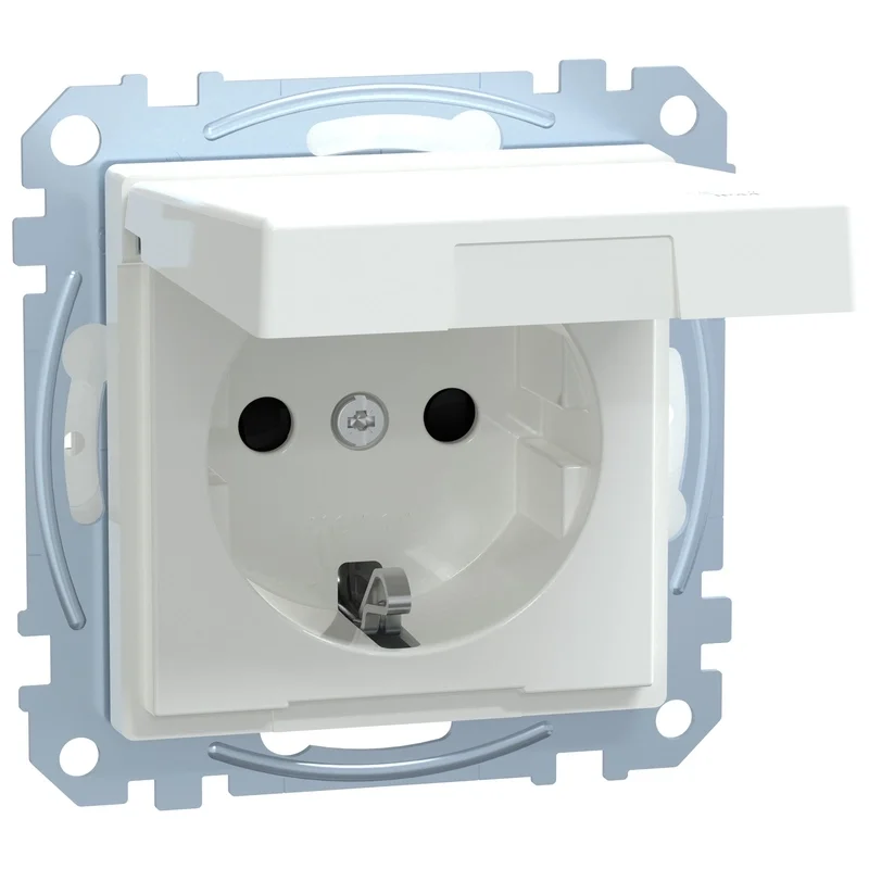 Schneider Electric Schuko socket mechanism 16A with face plate IP44 Active white System M - Schneider Electric Merten System M MEG2414-0325