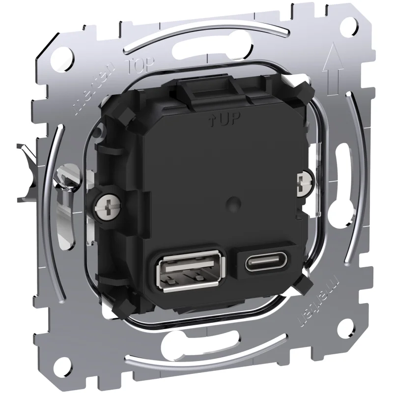 USB двойно зарядно тип A+C с технология за захранване и 45W капацитет за зареждане - SCHNEIDER ELECTRIC Merten MEG4366-0120