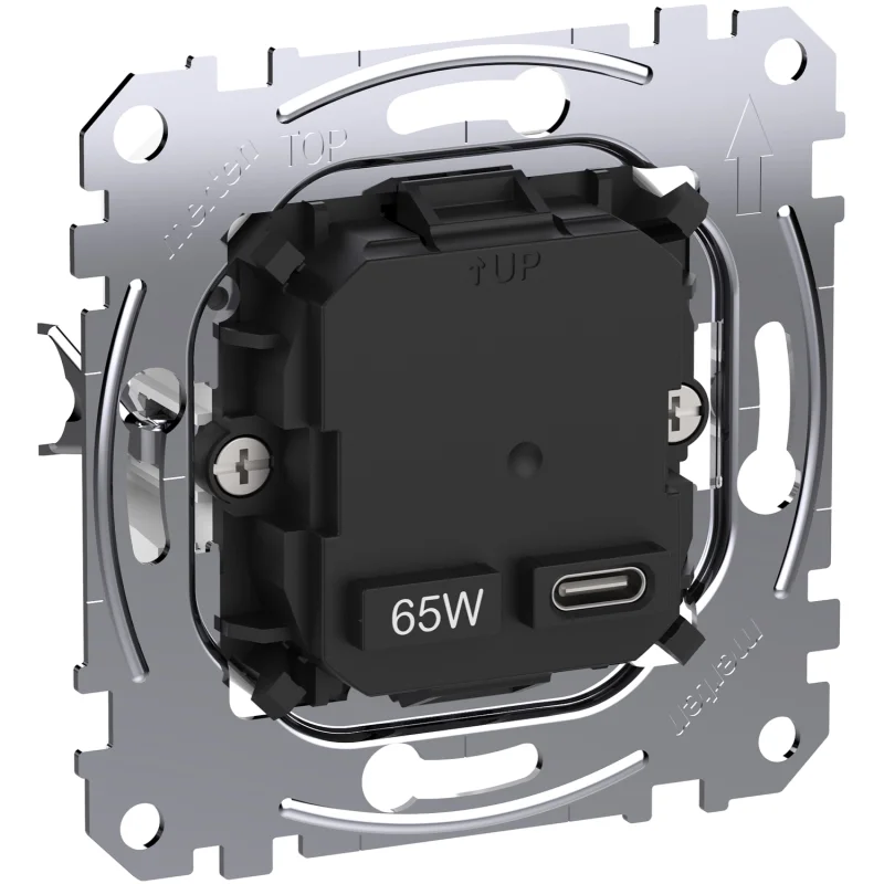 USB зарядно устройство тип C с технология за захранване и 65 W мощност на зареждане / USB QUICK CHARGE - SCHNEIDER ELECTRIC Merten MEG4366-0130