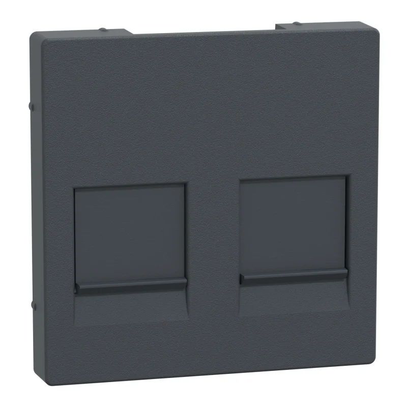 Schneider Electric Face plate for 2 opening module jack Anthracite System M - SCHNEIDER ELECTRIC Merten System M MEG4562-0414