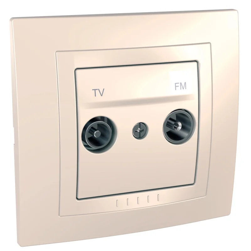 Schneider Electric TV / FM излаз Слонова кост двумодулен сглобен с рамка - SCHNEIDER ELECTRIC Unica Basic MGU10.451.25D