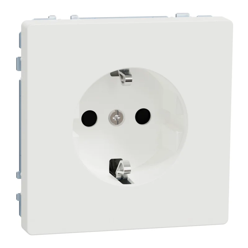 Schuko socket 16A with face plate and circuit breaker. terminals White matt System Design - SCHNEIDER ELECTRIC Merten System Design MTN2300-6037