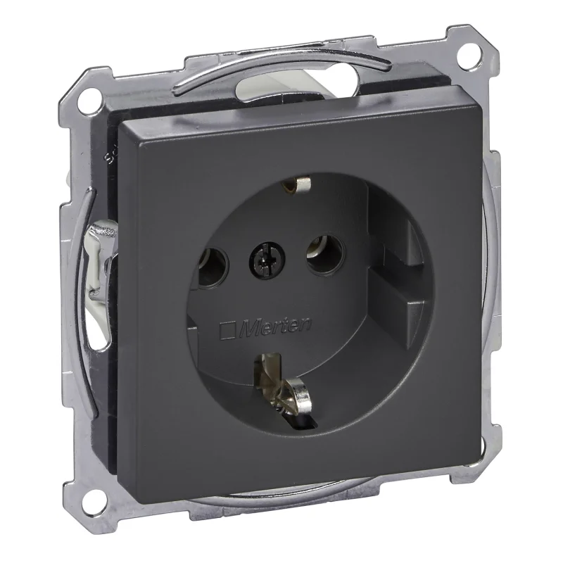 Schuko socket mechanism 16A with face plate circuit breaker. terminals Anthracite System M - SCHNEIDER ELECTRIC Merten System M MTN2301-0414