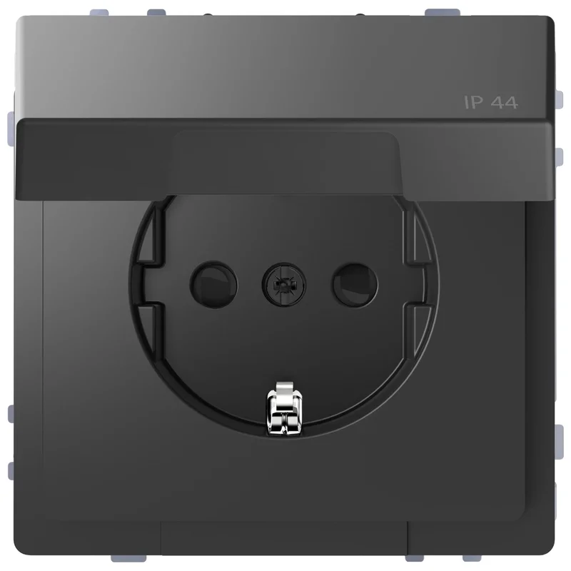 Schneider Electric Контакт шуко механизъм 16A с лицев панел IP44 Антрацит System Design /до изчерпване/ - Schneider Electric Merten System Design MTN2314-6034