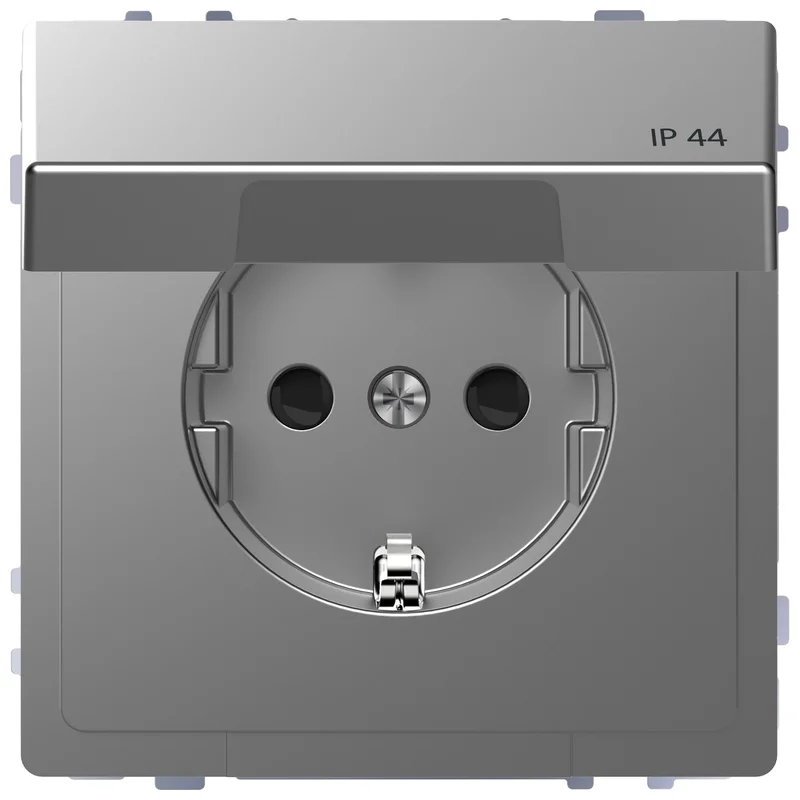 Schuko socket mechanism 16A with face plate IP44 Stainless steel System Design - Schneider Electric Merten System Design MTN2314-6036