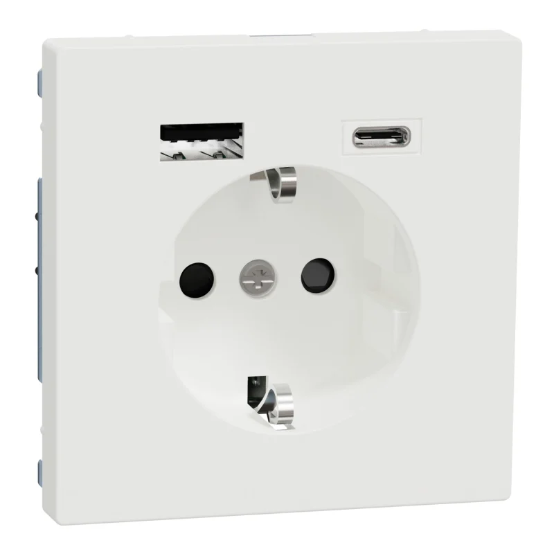 Контакт Шуко + USB зарядно тип A+C 3A TPb Бял мат System Design - SCHNEIDER ELECTRIC Merten System Design MTN2367-6037