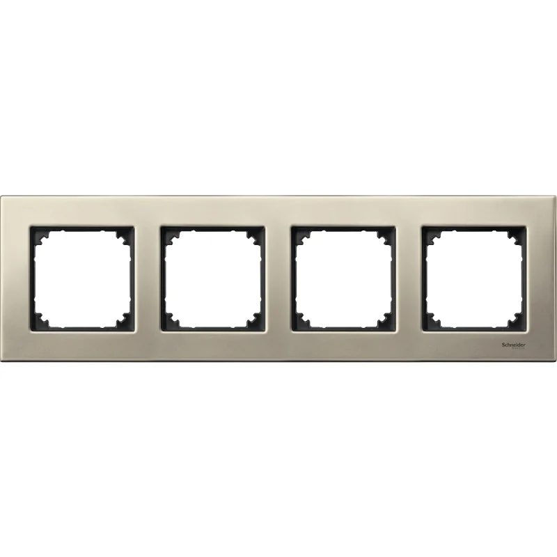 Decorative frame 4x Titanium metal System M-Elegance Metal - SCHNEIDER ELECTRIC Merten System M MTN403405