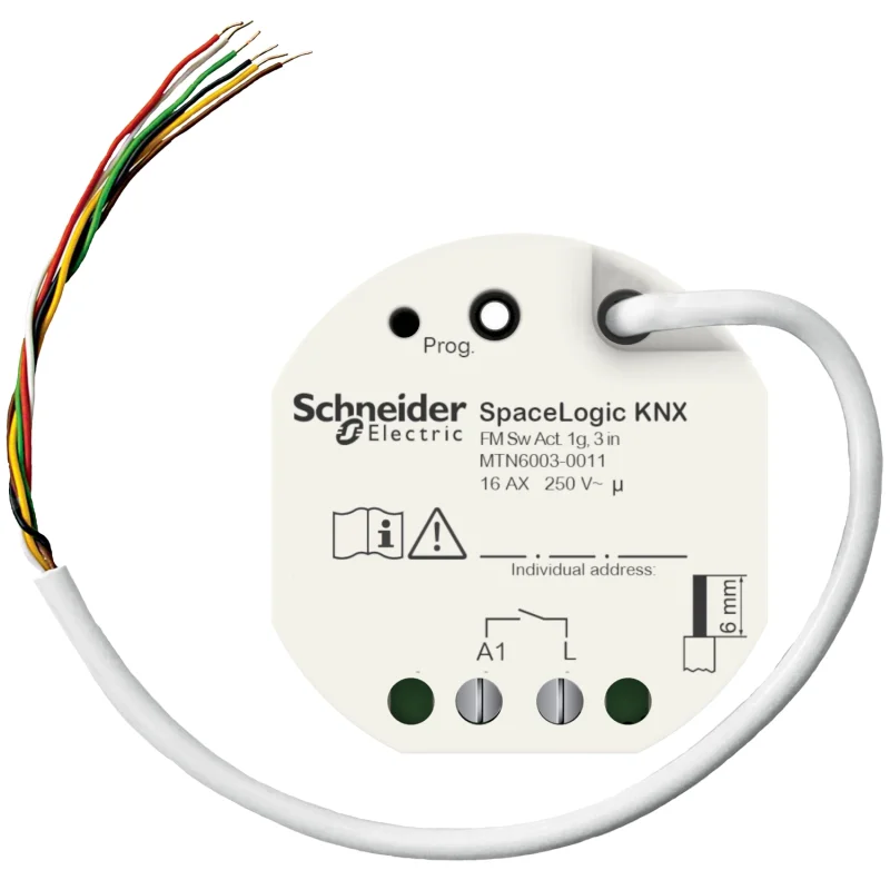 Schneider Electric Превключвател Актуатор, SpaceLogic KNX, 16 AX ,1 gang, вграден монтаж, 3 бинарни входа, KNX secure - SCHNEIDER ELECTRIC KNX MTN6003-0011
