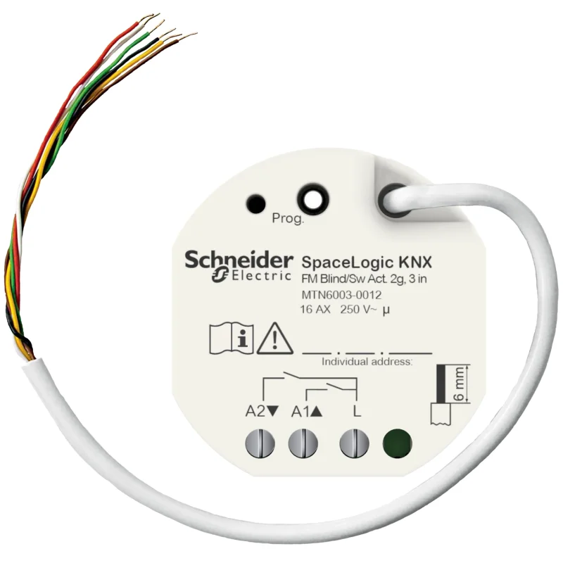 Schneider Electric Задвижващ механизъм за щори/превключвател, SpaceLogic KNX, 2 групи, вграден монтаж, 3 двоични входа, KNX Secure - SCHNEIDER ELECTRIC KNX MTN6003-0012