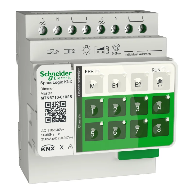 Dimmer actuator, 2 channel, SpaceLogic KNX, Universal, 230V, white - SCHNEIDER ELECTRIC KNX MTN6710-0102S