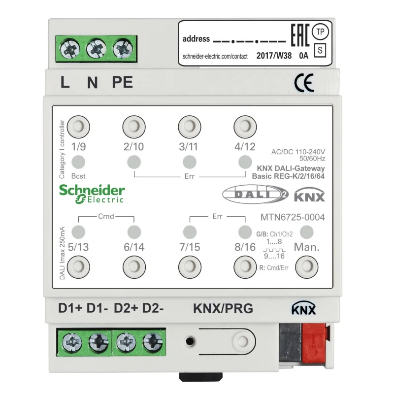 Schneider Electric KNX DALI-Gateway Basic REG-K/2/16/64 - SCHNEIDER ELECTRIC KNX MTN6725-0004