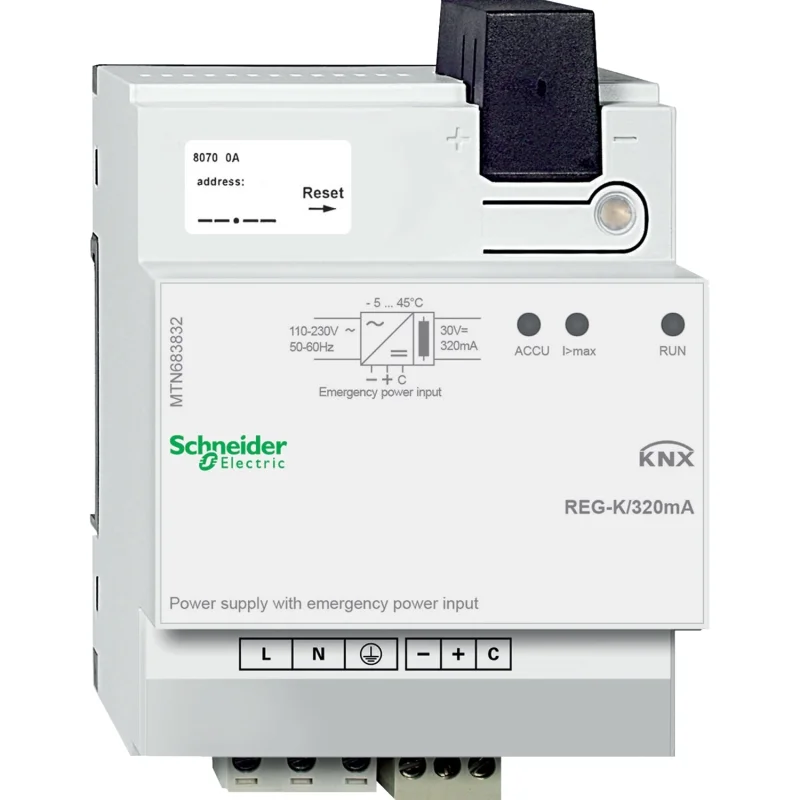 KNX захранване REG-K/320 mA с вход за аварийно захранване, светло сив - SCHNEIDER ELECTRIC KNX MTN683832