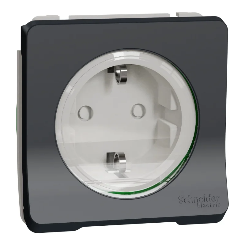 Schneider Electric Контакт Шуко 2P+E 16А с детска защита и автоматични клеми механизъм IP55 Антрацит - SCHNEIDER ELECTRIC Mureva Styl MUR36134