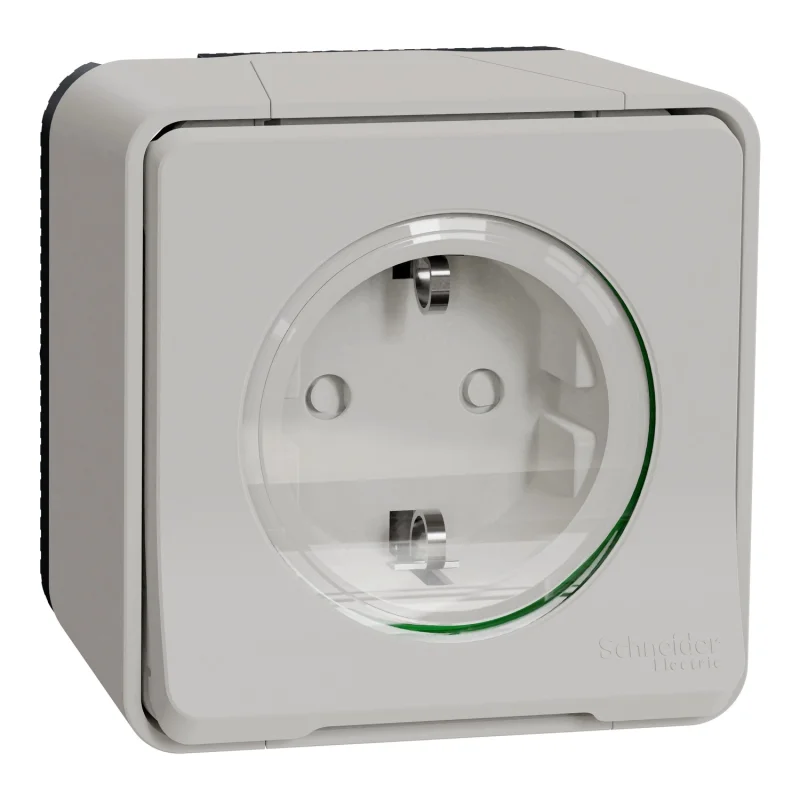 Schneider Electric Контакт Шуко 2P+E 16А моноблок с детска защита и автоматични клеми ОМ IP55 Бял - SCHNEIDER ELECTRIC Mureva Styl MUR39034