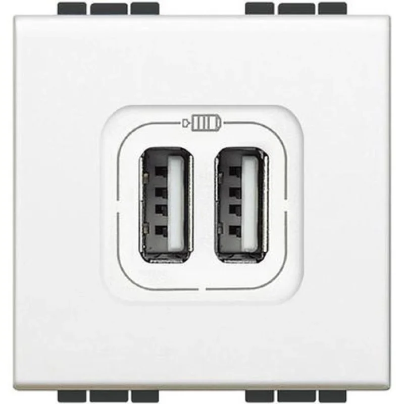 bticino Контакт 2xUSB 1500mA 2М Бял - bticino Livinglight N4285C2