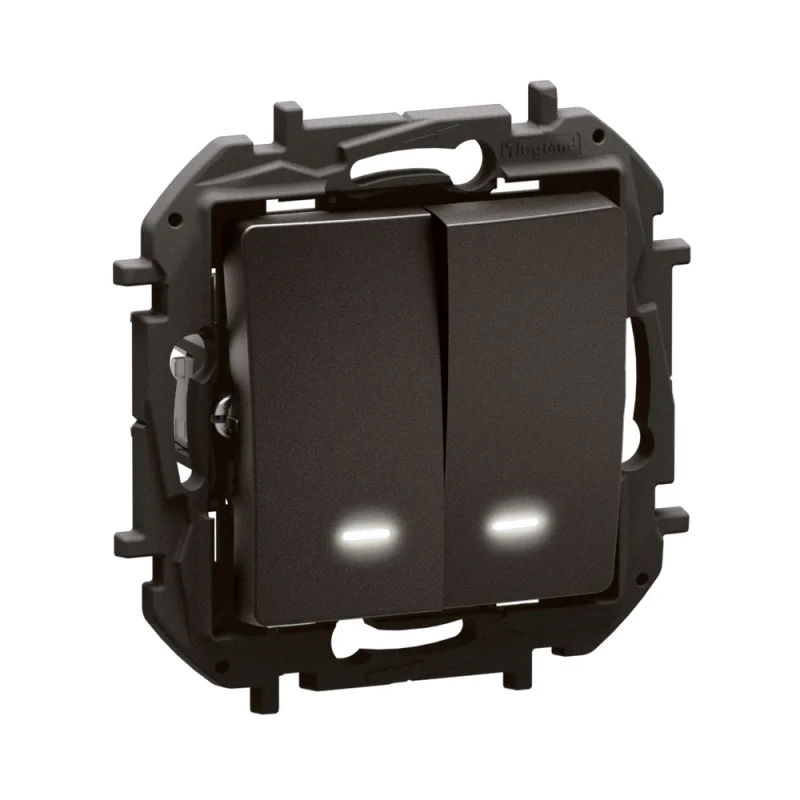 Сериен ключ 10A c LED индикатор 0.125 mA/230V Черен - Legrand Niloe New NP2121BK