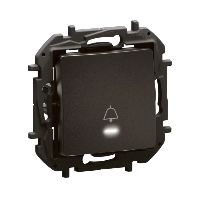 Legrand Push button 6A c LED indicator 0.125 mA/230V and symbol Bell push Black - Legrand Niloe New NP2311BK