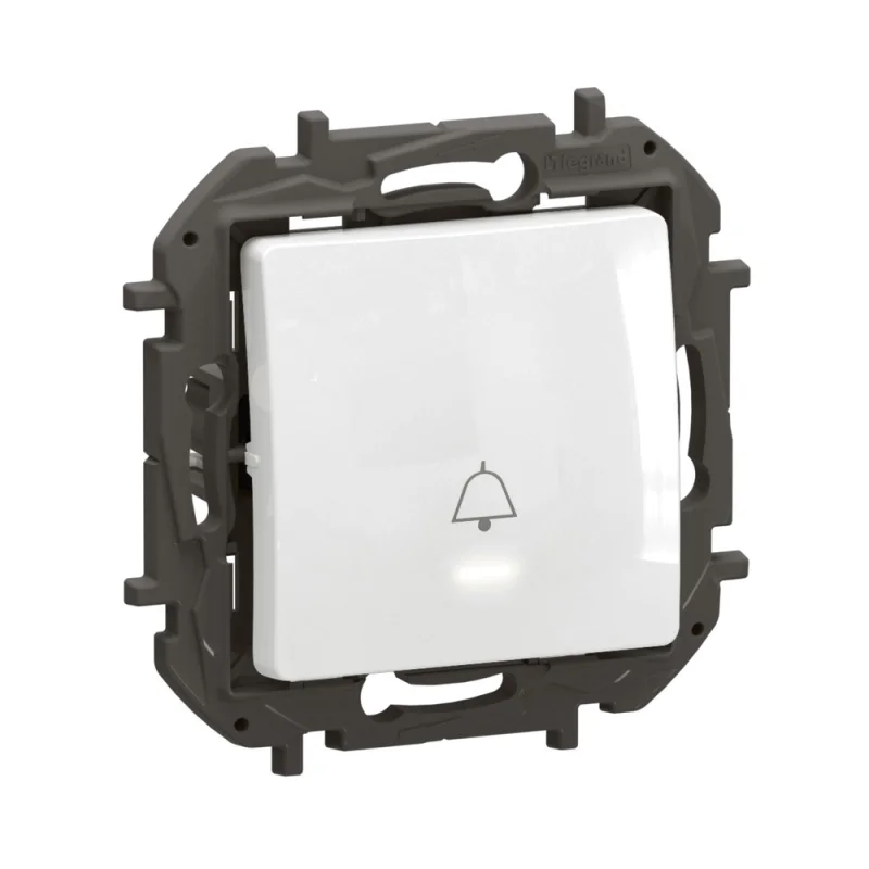 Legrand Push button 6A c LED indicator 0.125 mA/230V and symbol Bell push White - Legrand Niloe New NP2311WH