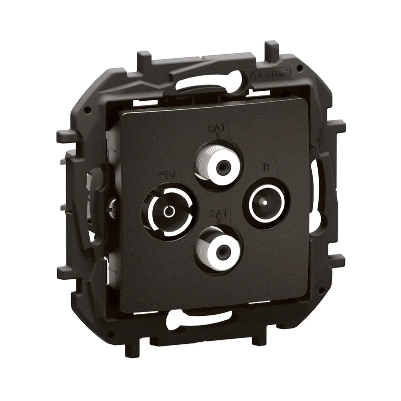 Legrand TV outlet-R-SAT1-SAT2 individual 1.5dB Black - Legrand Niloe New NP4108BK